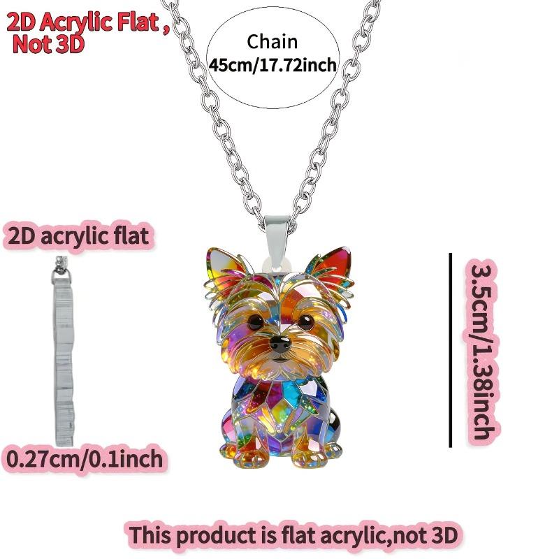 Collana con ciondolo cane Yorkshire in acrilico 2D, catena a Y alla moda per maglione. Regalo ideale per vacanze e compleanni per donne.