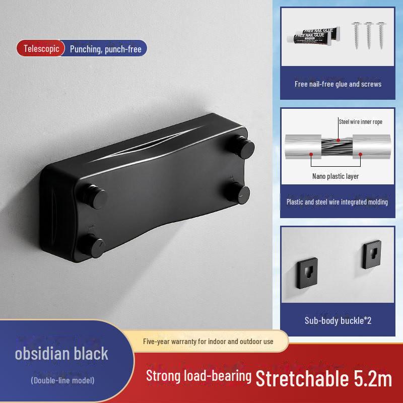 "Wall-Mounted Stainless Steel Double Clothes Drying Rope for Hotel Balcony or Bathroom"