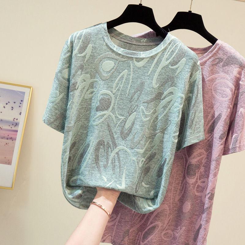 Women's Summer Short Sleeved T-shirt, Middle-aged Mom Round Neck Simple Commuting Top