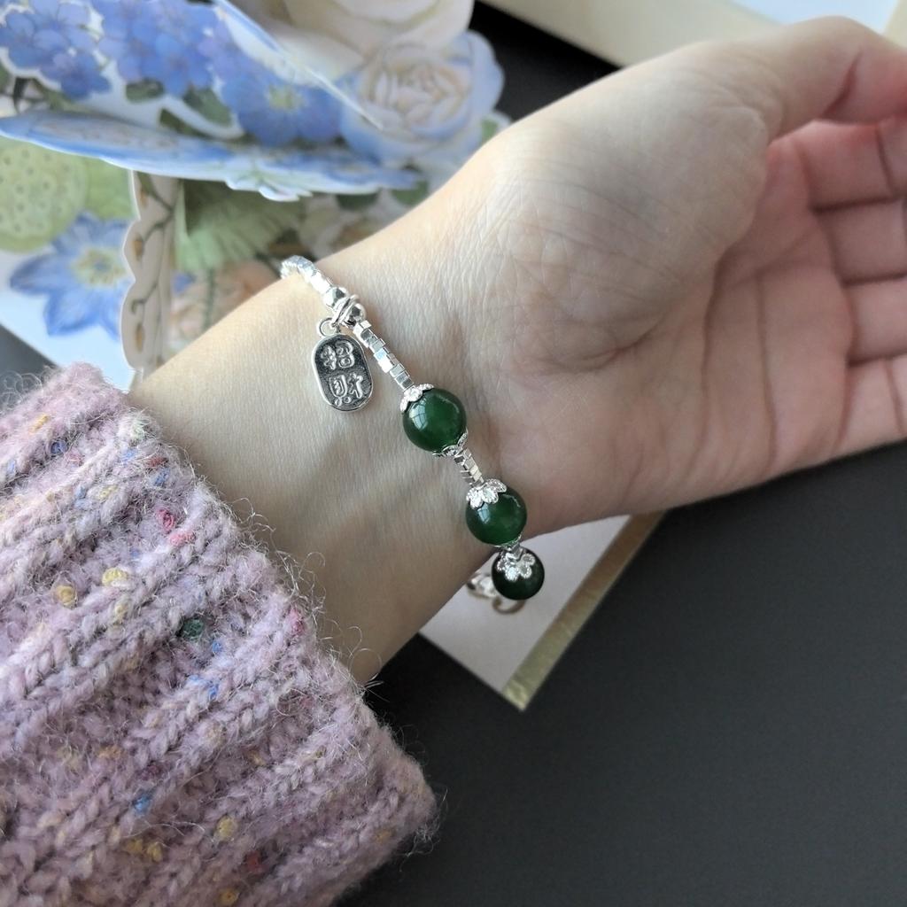 925 Silver Bracelet Bangle Simple Green Leaf Elegant Nature For Woman Girl Fashion Jewelry Gift Dropship