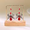Creative Halloween Spider Earrings Exaggerated Colorful Rhinestone Crystal Dangle Earrings Gothic Party Jewelry For Women Men