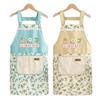 Flower Printing Women Kitchen Aprons Waterproof Anti Dirty Chef Work Apron Wiping Hand Pocket Cooking Aprons Household Cleaning