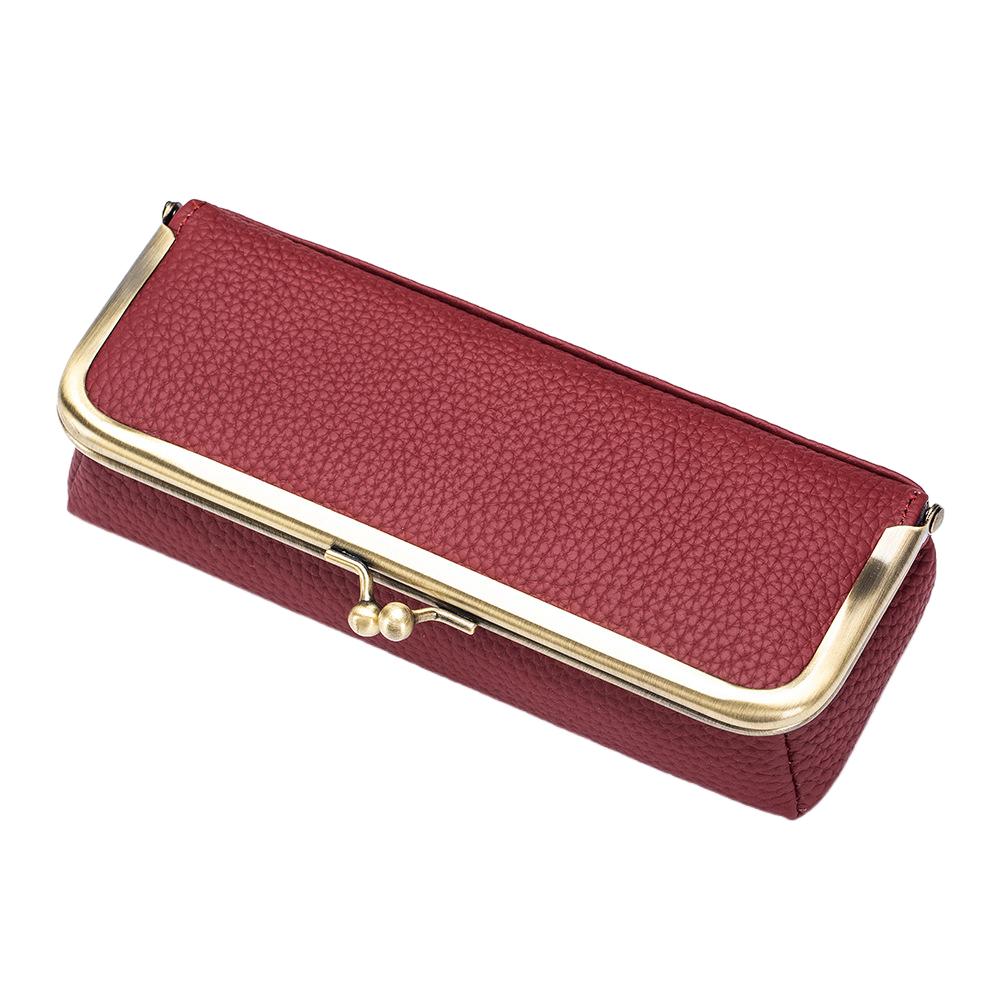 

Автоматически закрывающийся держатель для коробок для очков из ПУ кожи, чехол для очков для чтения, для мужчин и женщин вино красного