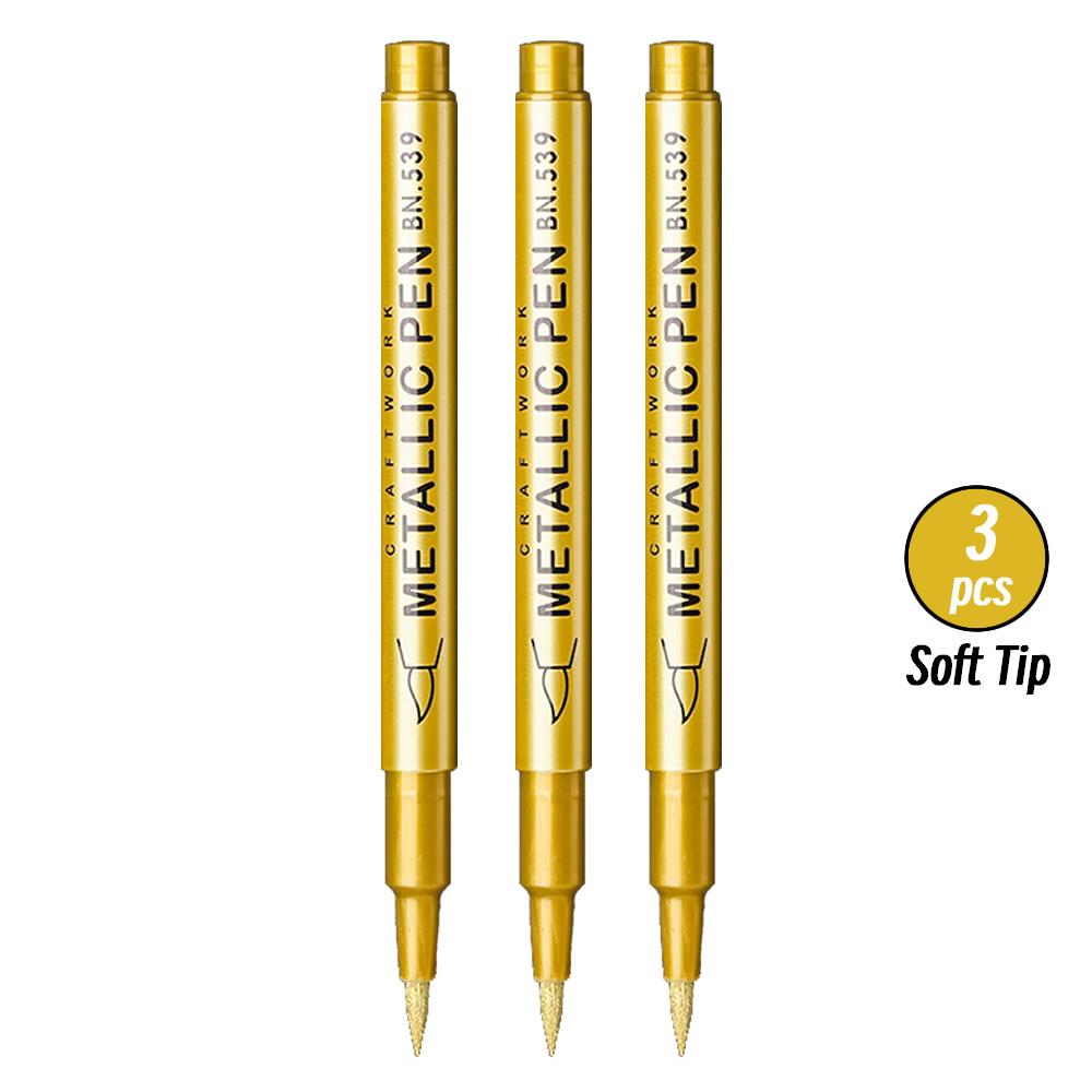 1-6pcs Soft Brush Metallic Marker Pens Gold Silver Permanent Art Markers For Glass Ceramics Resin Crafts Scrapbooking Painting