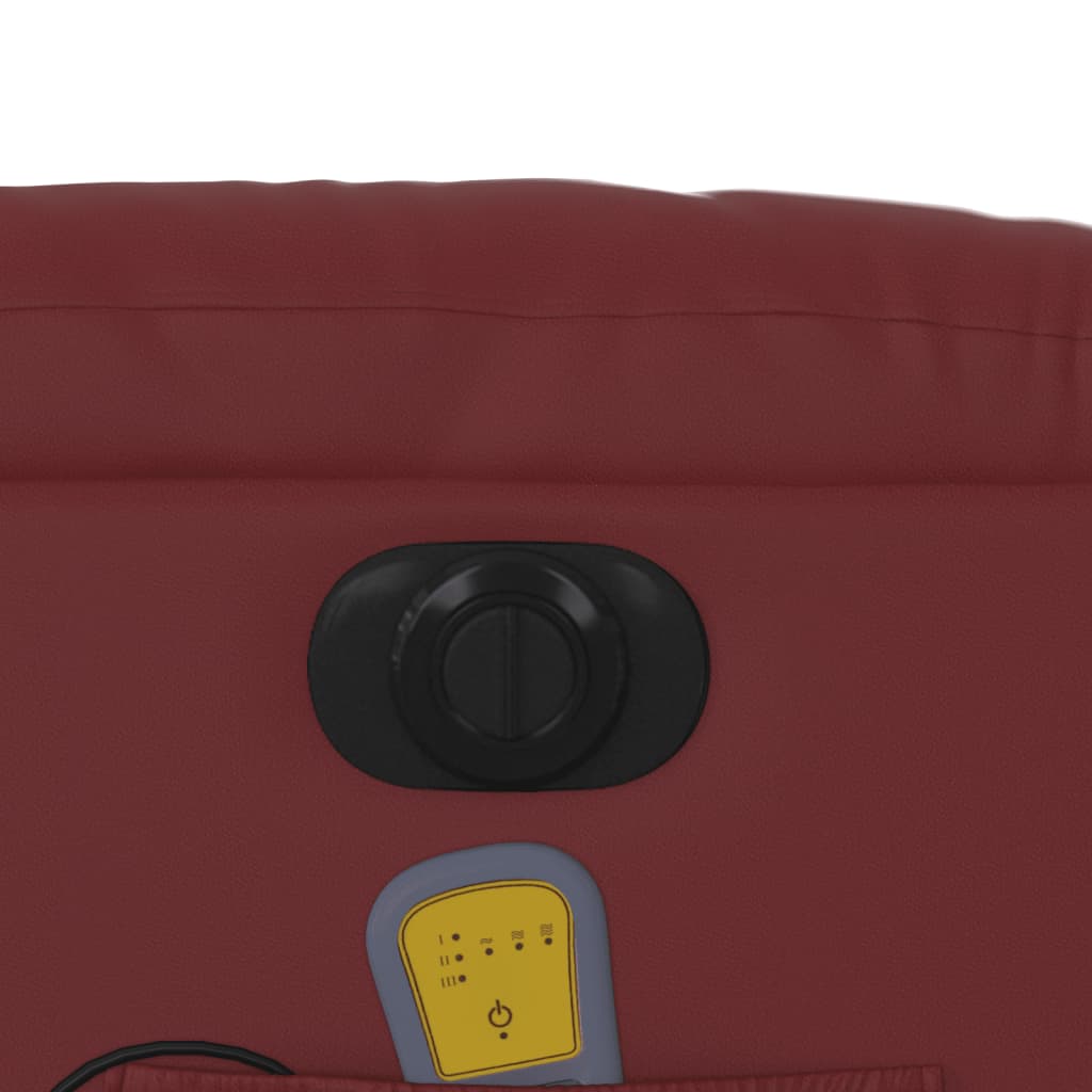 Electric Massage Recliner with Rising Function Burgundy Artificial Leather