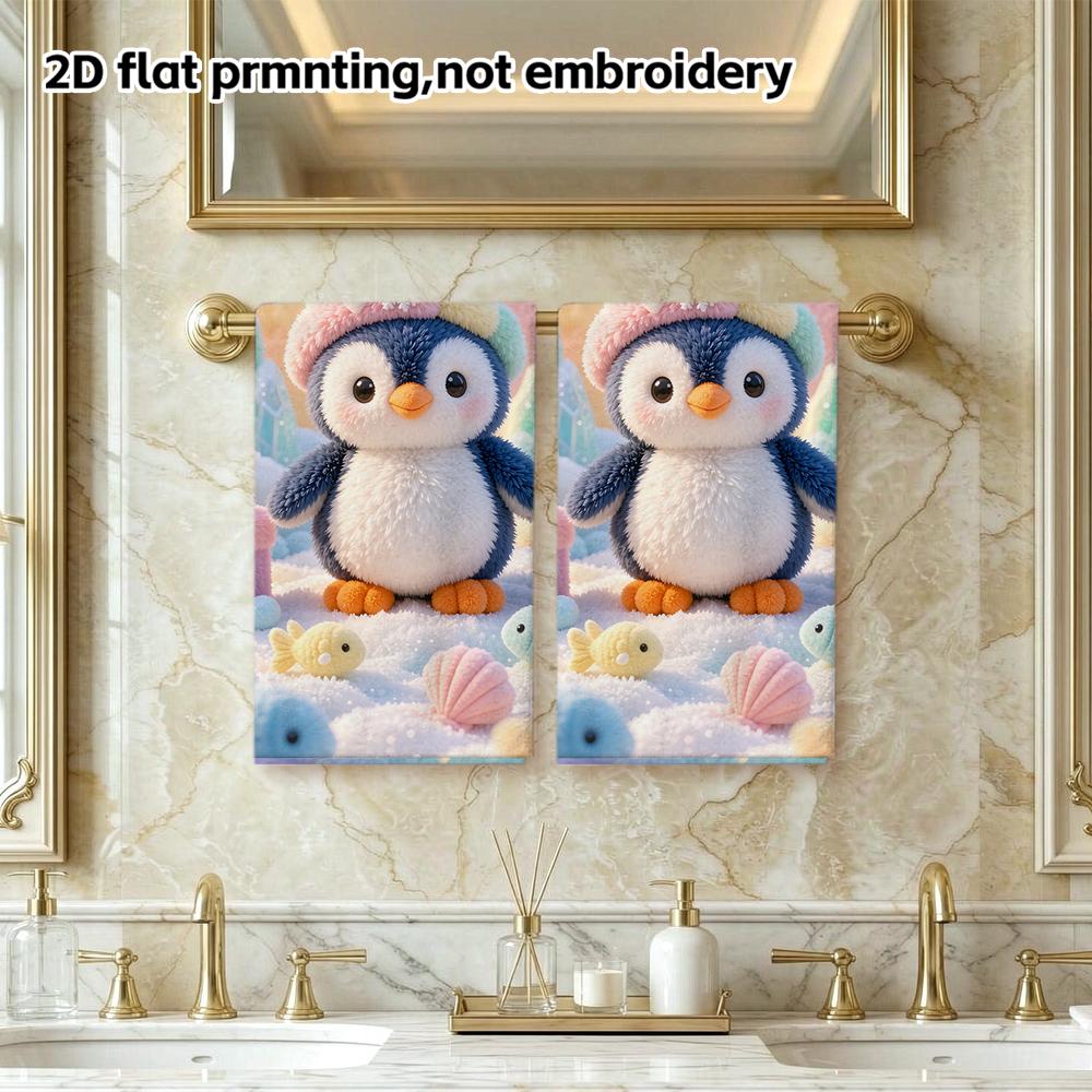 Cute Winter Penguin Bath Towel, Fluffy Absorbent Quick Dry Towel for Bathroom And Shower