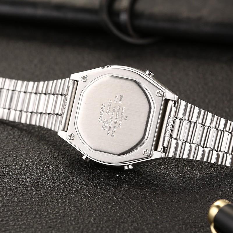 Casio YOUTH series-metal small square business casual small square LCD display square dial small silver watch 50 meters waterproof quartz B640WD-1A