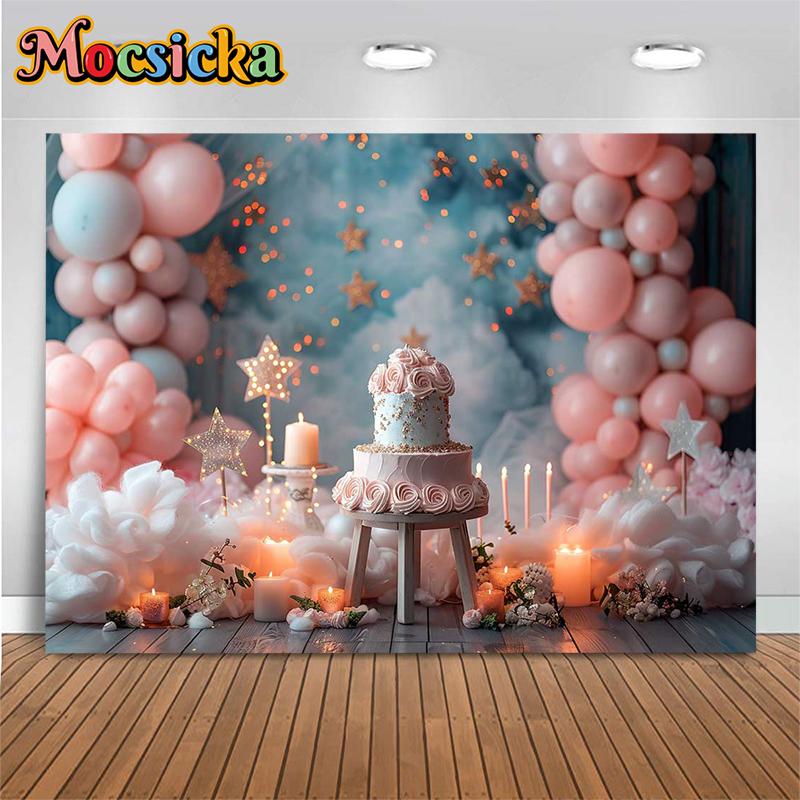 Mocsicka Cake Smash Photography Background Newborn Girl Baby Shower Birthday Portrait Decoration Backdrop Photo Studio Wallpaper