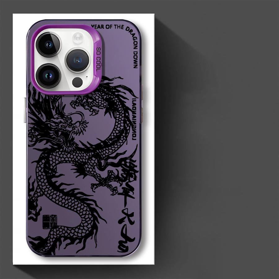 Phone Case for iPhone 17 Air 11 12 13 Pro Max 14 15 16 Plus 16e Soft Shell Fashion Totem Dragon