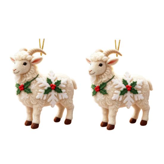 Christmas Ornament Gift Ideas Sheep Hanging with Snowflake Decor, 2D Flat Acrylic Pendant Festive for Family Rope Holiday Tree Party Supplies Home And