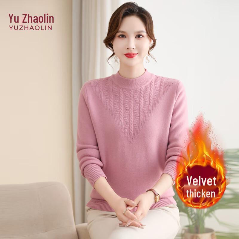 

YUZHAOLIN Women s Fleece-Lined Stand Collar Sweater for Autumn/Winter 4XL (125-140 lbs)