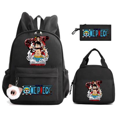 3Pcs/set Anime One Piece Lavável Leve Bolsa de Livro com Bolsa de Almoço Estojo de Lápis Material Escolar Mochila para Menino Menina Adolescente Lazer Bolsa