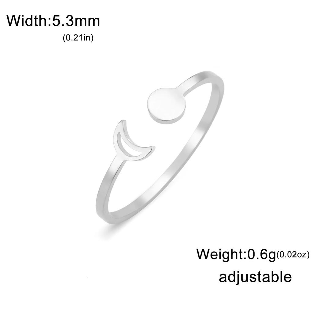 Cazador Crescent Moon Full Moon Rings for Women Stainless Steel Open Finger Rings 2025 Trend Jewelry Birthday Gift Wholesale