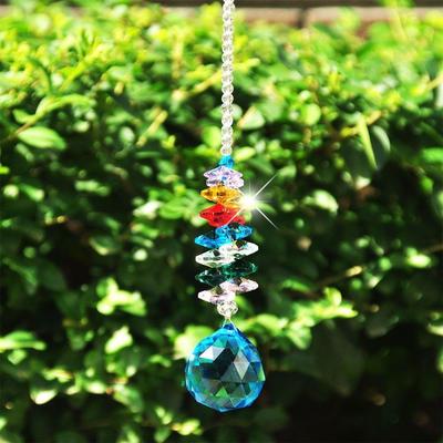 Sparkling K9 Crystal Glass Crystal Car Hanging Rainbow Suncatcher Beautiful Balcony Garden Hanging Ornament A24