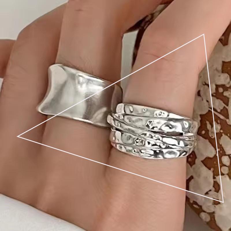 Sterling Silver Trend Arched Wide Ring For Female Geometry Punk Design Jewelry Asymmetric Gift Dropshipping