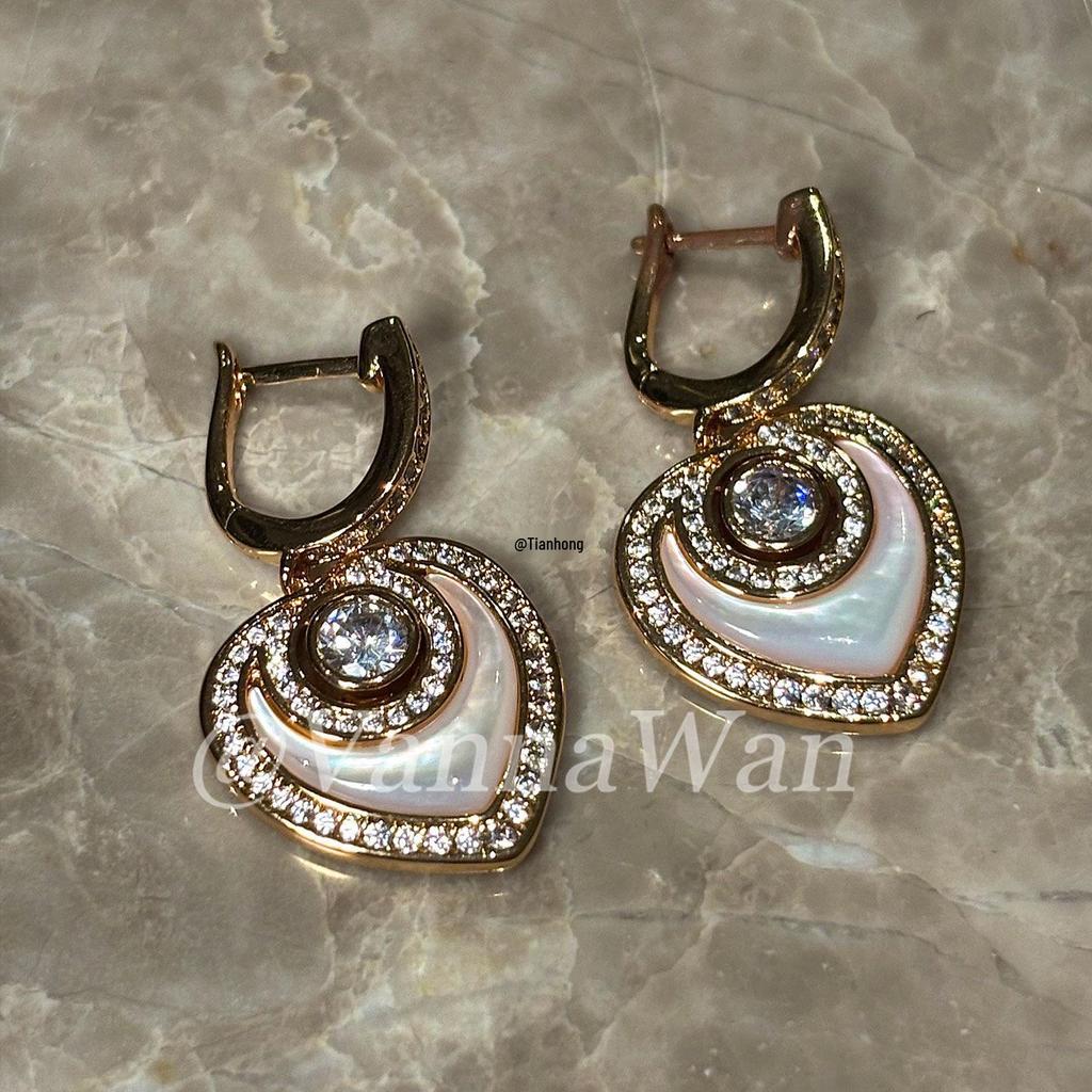 Moonlit Heart: Diamond-Studded Heart-Shaped Ear Cuffs for Women