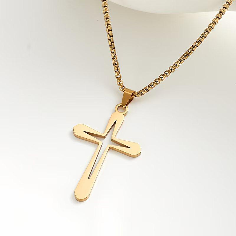 Hollow Cross Fashionable Simple Glossy Cross Necklace Pendant