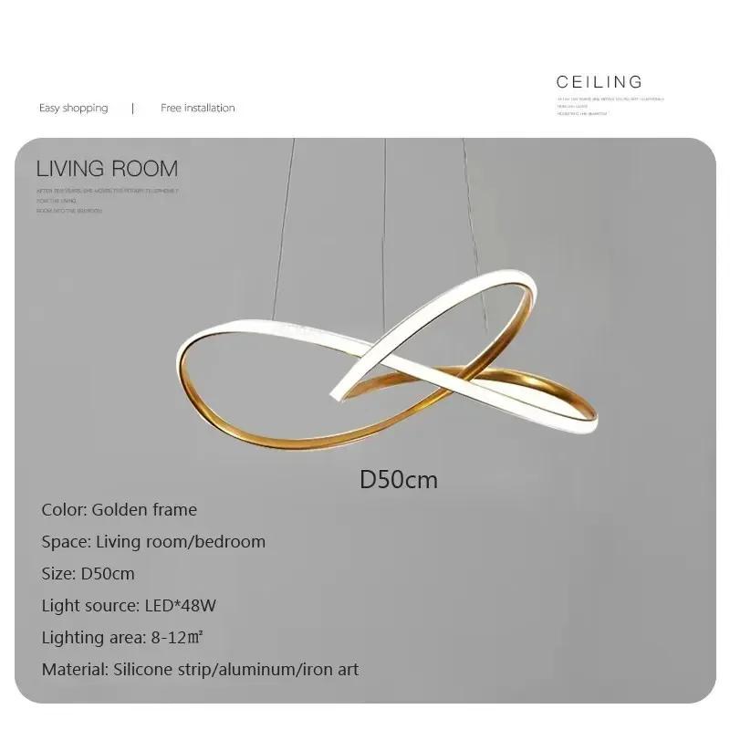 Modern Indoor Home Gold Decor Lighting Fixture Led Pendant Light Design LED Chandelier 50CM Living Room Restaurant Bedroom Hotel
