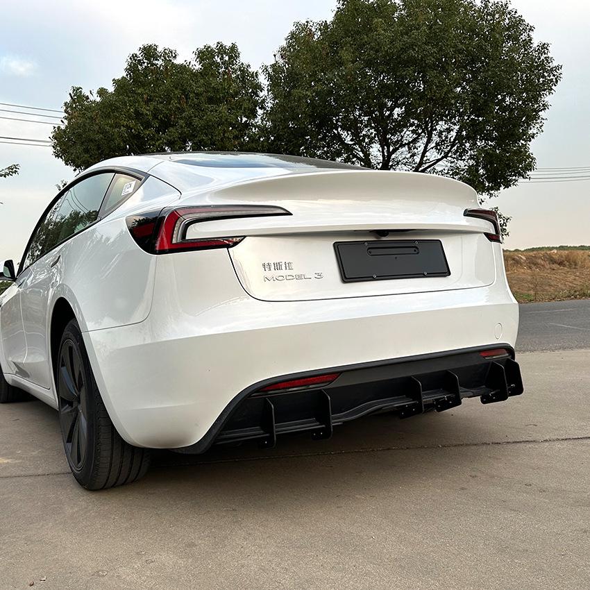 For Tesla Model 3 Highland 2023 2024 2025 Refit Rear Bumper Diffuser Lip Lower Spoiler Blade Wind Knife Splitter Plate Body Kit