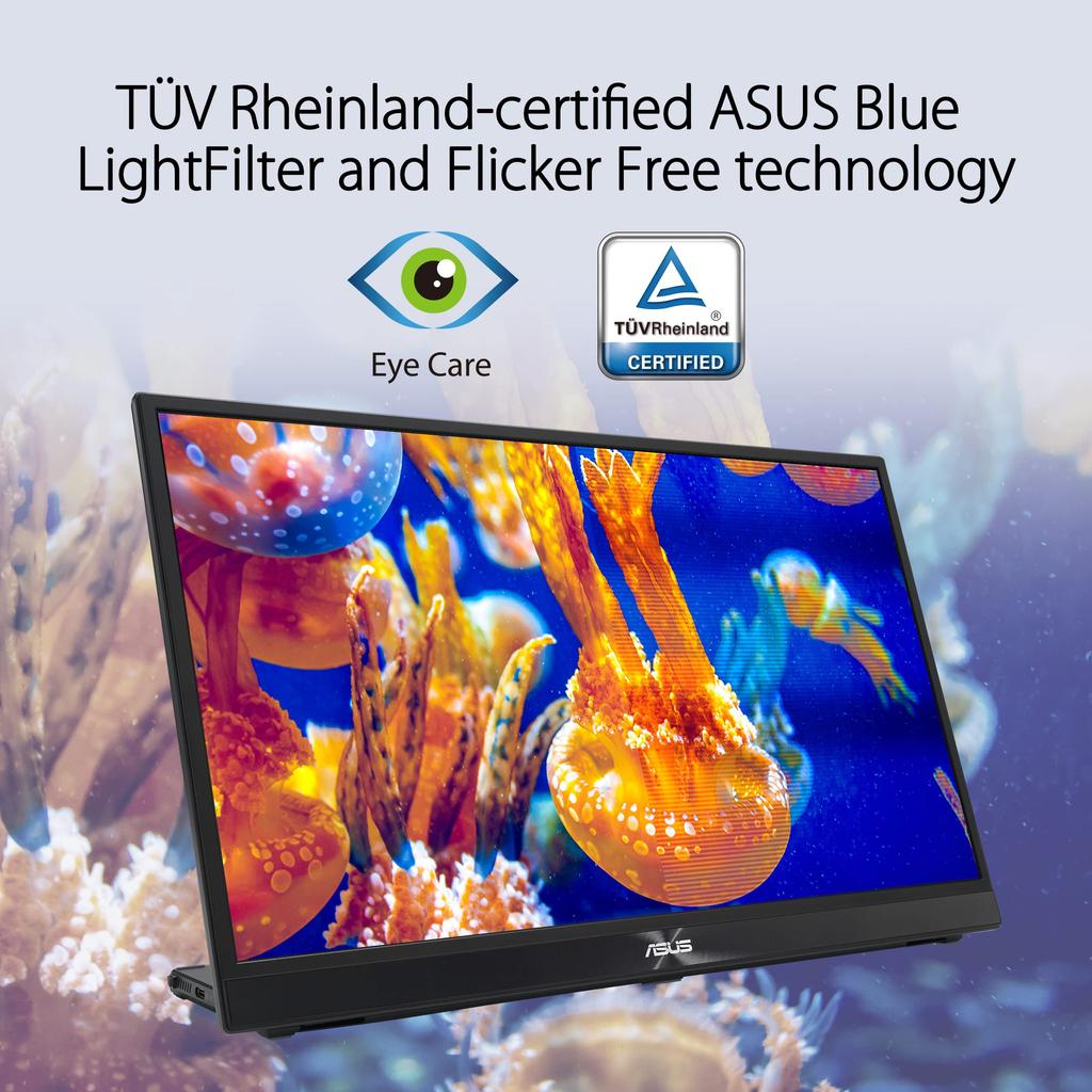 ASUS Portable Monitor ZenScreen MB16QHG 16 inch 120Hz 400 Tripod Socket USB HDMI FSC Mix Certified Tripod Socket Blue Light Reduction Flicker Free