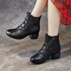 New Autumn and Winter Women's Shoes Padded Thick Heel Cotton Shoes Mother Non-slip Outside Wear Boots Cowhide Martin Boots