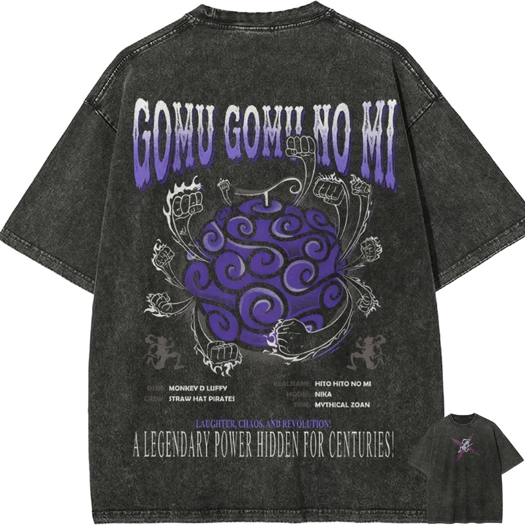 Luffy Gear 5 T Shirt One Piece Joy Boy Nika Fruit Vintage Acid Wash Streetwear Oversized Retro Anime Graphic Tees