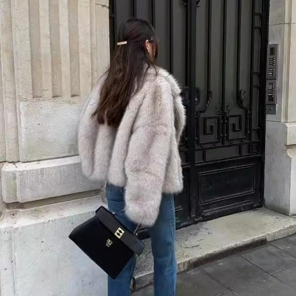 Women's fur new European and American celebrity style fox fur jacket fashion dyed pointed lazy wind imitation fur winter