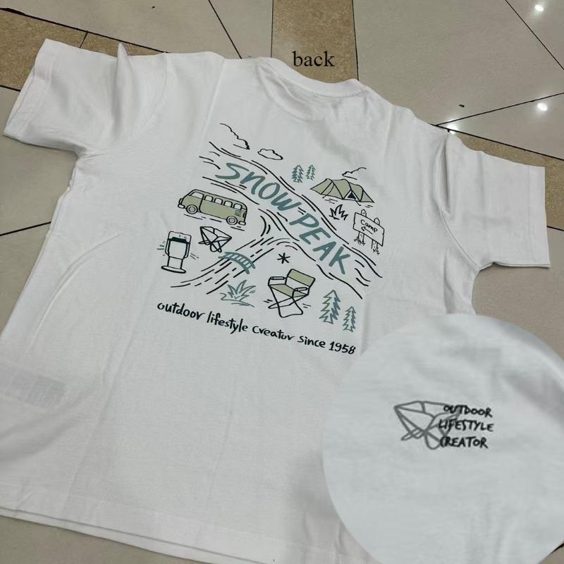 Koreanisch 2025 Sommer Neu Snow Peak Kurzarm Rundhals T-Shirt Locker Vielseitig Baumwoll-Top Unisex Harajuku Lässig Nachthemden