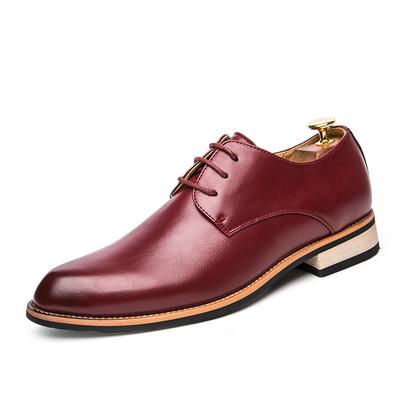 Fashion English Style Red Classic Men's Leather Casual Shoes Interview Men's Business Shoes Versatile Pointed Groom's Wedding Shoes