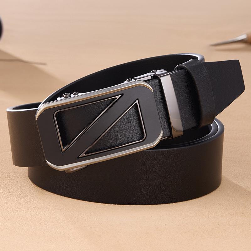Business Belt Men's Sense First Layer Cowhide Belt Men's Fashion Trendy Men's Automatic Buckle Belt