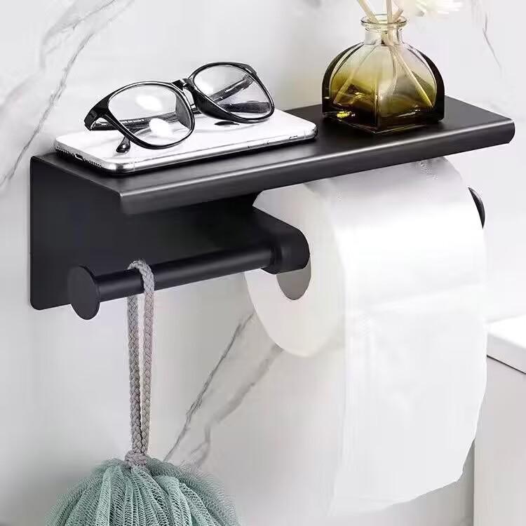 Punch-Free Wall-Mounted Stainless Steel Toilet Paper Holder for Hotels