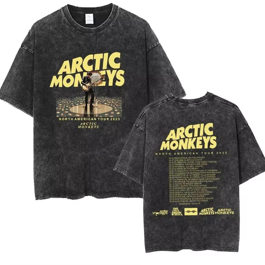 Vintage Washed Oversized Arctic Monkeys Album Print T-Shirt Retro Rock Music Short Sleeve Loose Streetwear Casual Tops For Men Women Daily Outfit