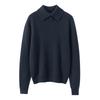 Women's Solid Color Cashmere Sweater: Lapel Buckle, Loose Fit, Thick Knit for Autumn/Winter 2026.