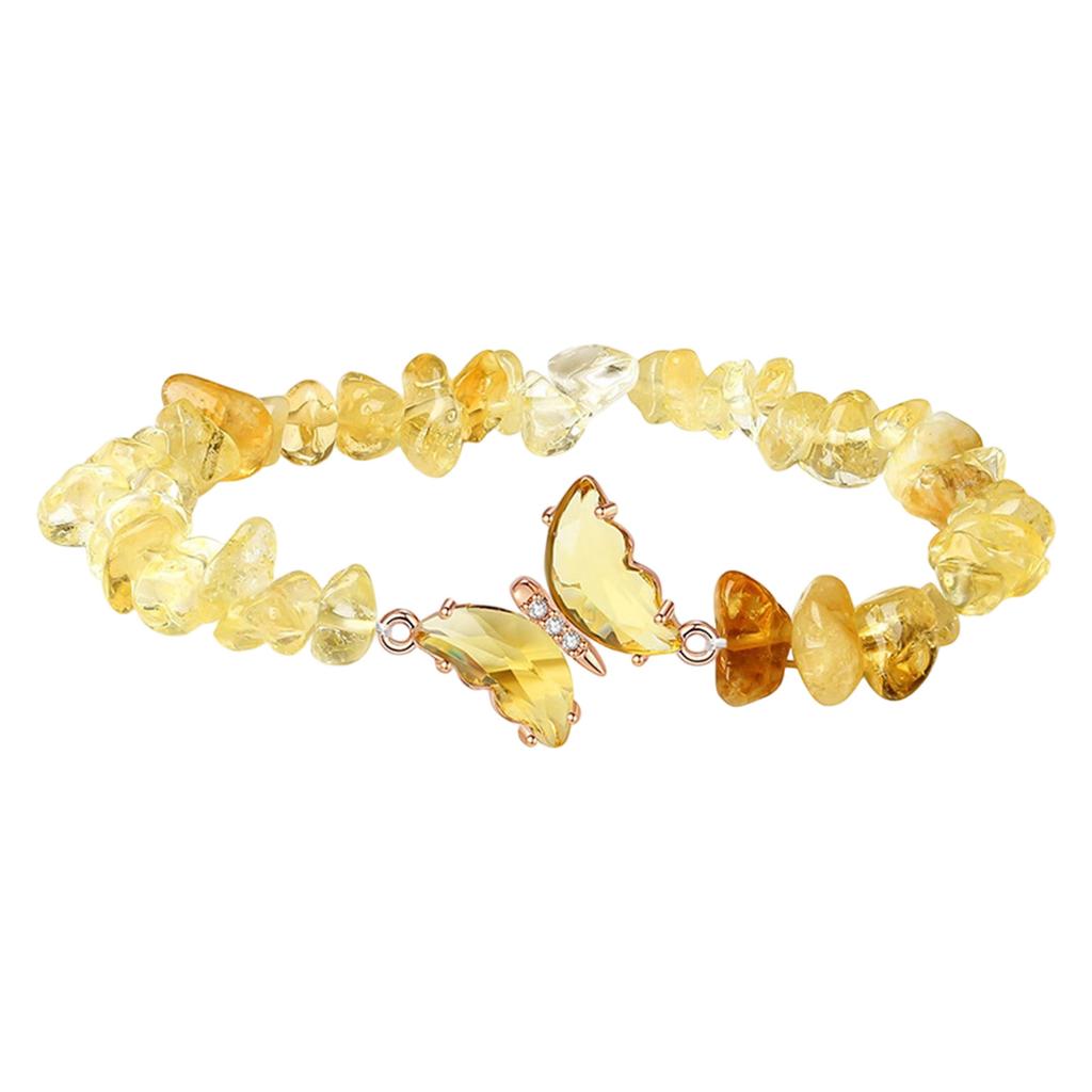 Natural Crystals Stone Bracelet With Butterfly Charm Adjustable Design Healing Energy Jewelry For Relaxation