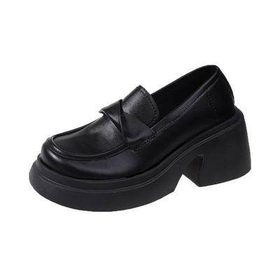 Fashion PU Leather Platform Shoes for Women 2024 Spring Autumn French Retro English Style Loafers Ladies High Heel Designer Shoe Female