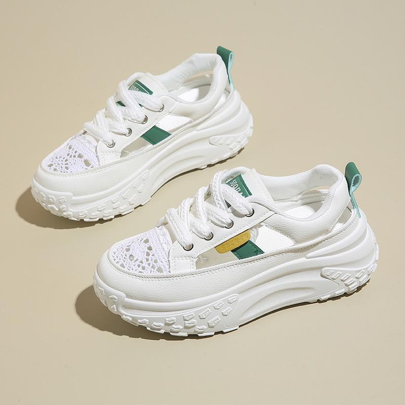 

New Perforated Breathable Dad Shoes Casual Shoes and Women s Thick-soled Running Shoes 40 зелений/бежевий