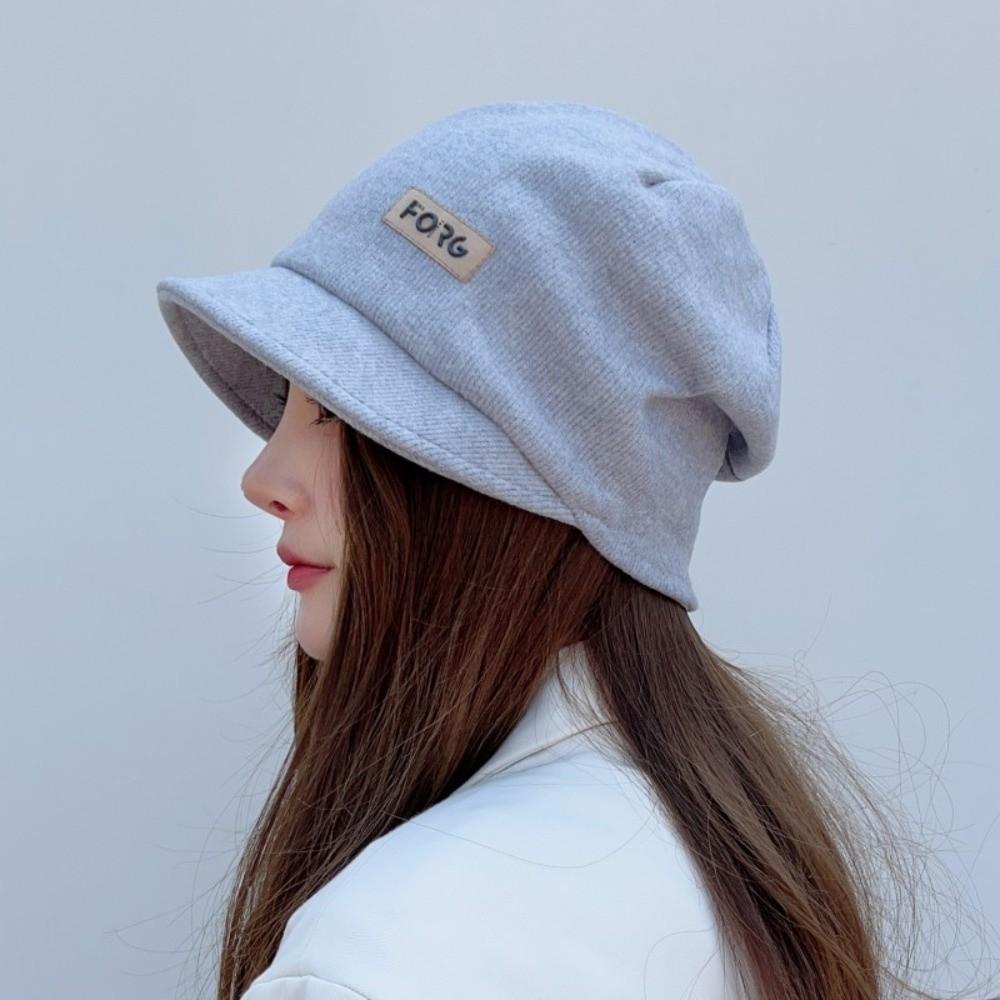 Casual Wide Brim Caps Solid Color Ear Protection Cap Fashion Warm Hat Autumn Winter