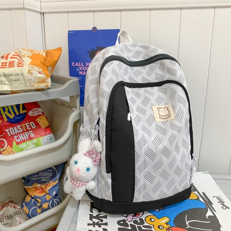 

School bag girls college students new Japanese backpack high school junior high school students splicing large capacity simple backpack