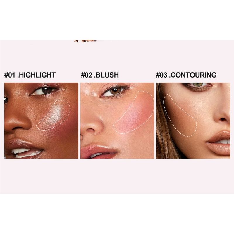 HANDAIYAN - 3 In 1 Highlight Blush Contour Palette - 3 Types