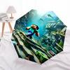 Printed Blocky Pixel Game Folding Umbrella,Outdoor,Leisure,And Travel Umbrella,Durable Umbrella Fabric,Birthday And Holiday Gift