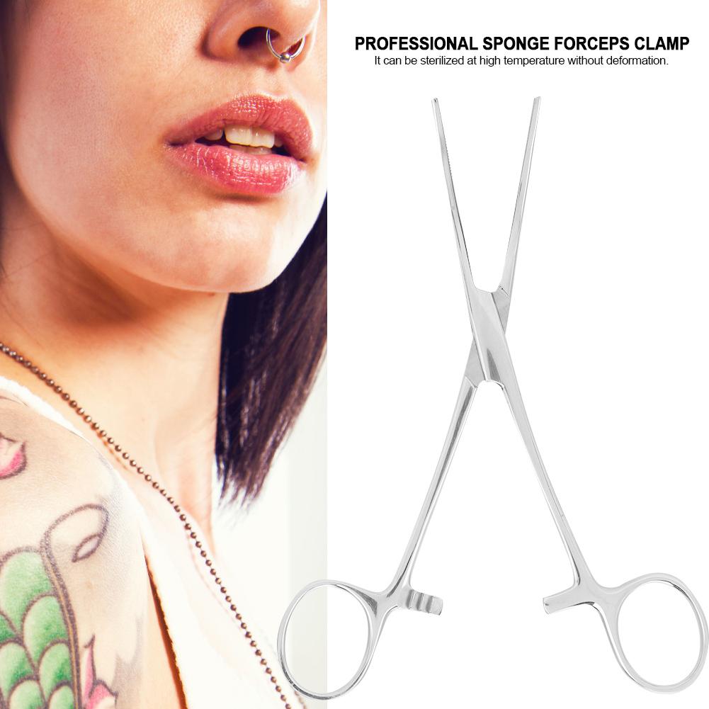 Body Piercing Pliers Tool Ear Lip Navel Nose Tongue Septum Sponge Forceps Clamp