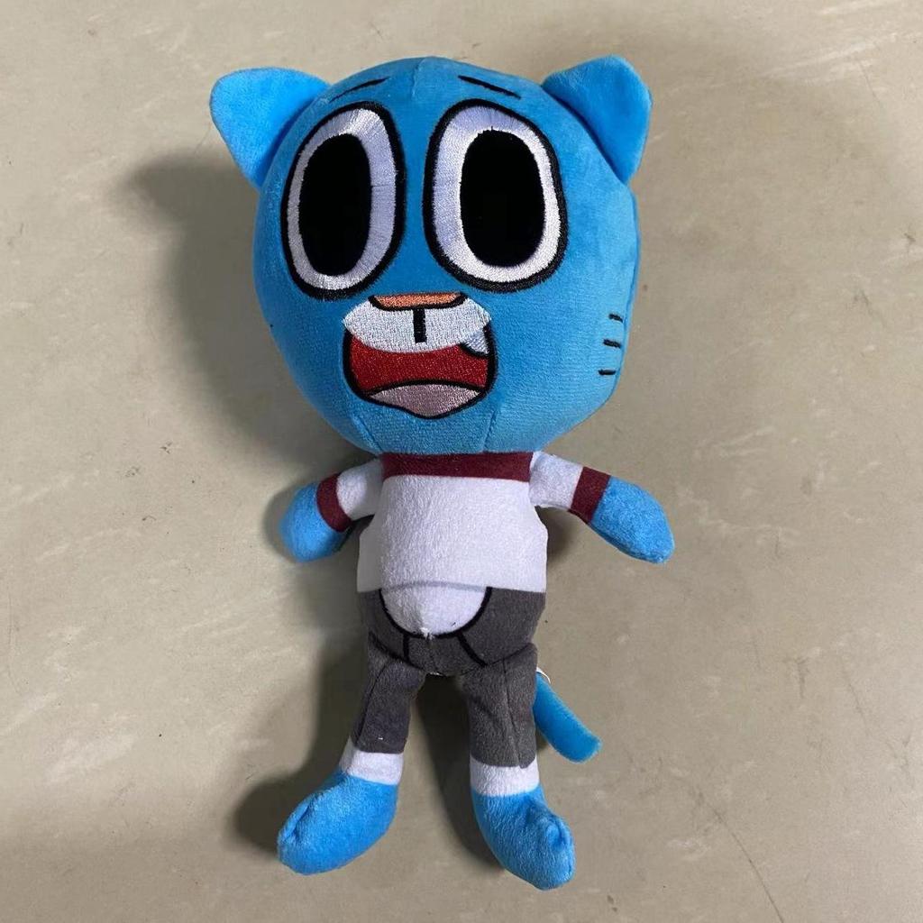 The Amazing World of Gumball Plush Set 4pcs Gumball Darwin Anais Richard Watterson Soft Stuffed Cartoon Character Plushie for Kids Fans Birthday Gift