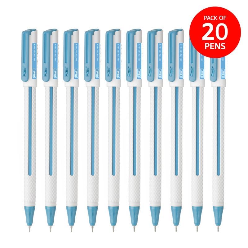 Flair Yolo NXT Waterproof Gel Ink Pen Pack Of 20 Blue Ink Smooth Writing Smudge Free Pens For Office School Use