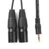 1.5m 3.5mm Aux Stereo Audio Male to 2 Dual XLR Male Cable Cord for Phone Laptop