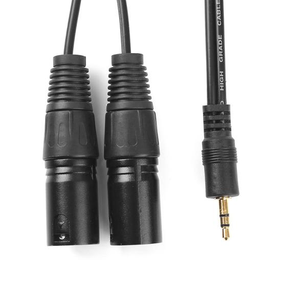 1.5m 3.5mm Aux Stereo Audio Male to 2 Dual XLR Male Cable Cord for Phone Laptop