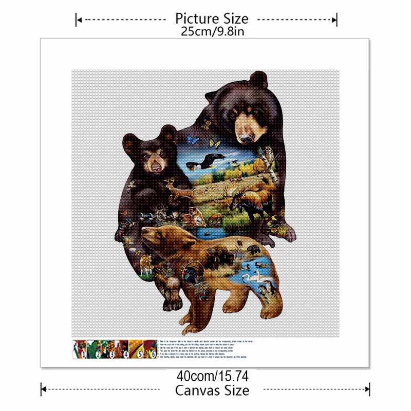 New Arrival 5D DIY Full Circle Diamond Painting "Bear" Embroidery Cross Stitch Home Decor Gift