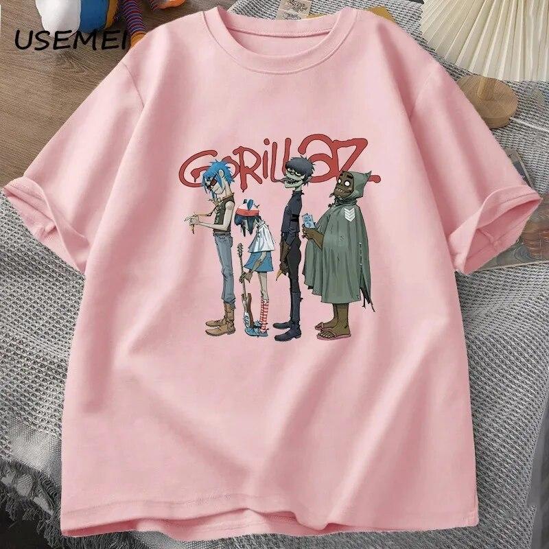 Trupa de muzică Gorillaz PUNK ROCK Tricou Unisex Femei Vara anilor 90 O-gate Bumbac mânecă scurtă Tricouri Haine Vintage Y2K Îmbrăcăminte Tricou