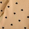 Girls' Heart Print Waffle Romper Set: Long Sleeve Romper, Long Pants & Headband.