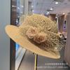 French sun hat mesh flower sun hat British flat top straw hat sun protection sun shade beach hat fashion hat top hat