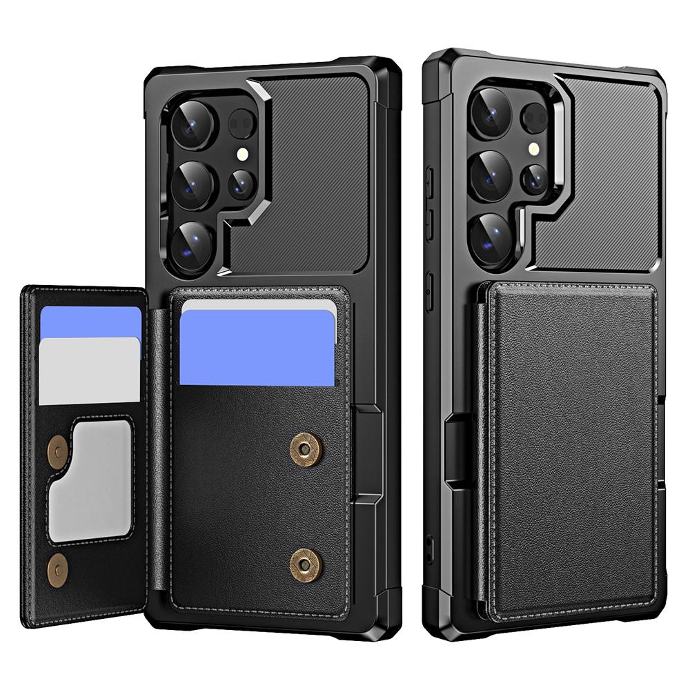 For Samsung Galaxy S24 Ultra Case Card Slot Kickstand Leather+TPU Reinforced Corner Phone Cover